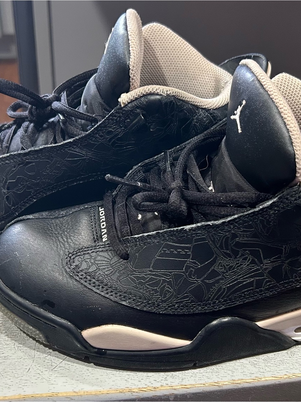 Jordan Black Leather Sneakers with Cream Lining